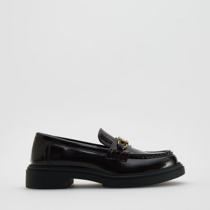 Loafersy na niskim obcasie - 37 - mahoniowy - damska - Reserved - 030FG-93X