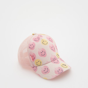 Czapka z daszkiem SmileyWorld® - 6-12 miesięcy - pastelowy róż - dziewczynki - Reserved - 034AK-03X