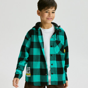 Koszula oversize w kratę - 152 (11 lat) - zielony - chłopcy - Reserved - 035FO-76X