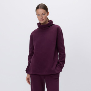 Bluza ze stójką - L - ciemnofioletowy - damska - Reserved - 036HT-49X