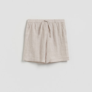 Lniane szorty jogger - M - beżowy - męska - Reserved - 036IS-08M