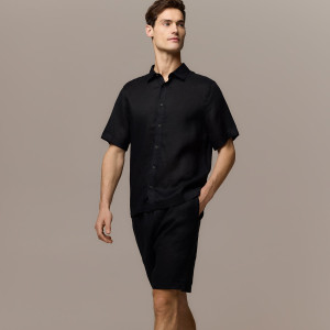 Lniane szorty jogger - L - czarny - męska - Reserved - 036IS-99X