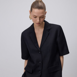 Marynarka z lnem - L - czarny - damska - Reserved - 038JL-99X