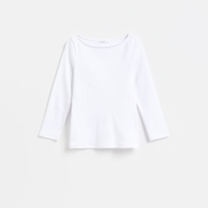Longsleeve z bawełną - XXL - biały - damska - Reserved - 038KF-00X