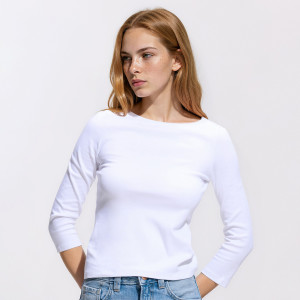 Longsleeve z bawełną - L - biały - damska - Reserved - 038KF-00X
