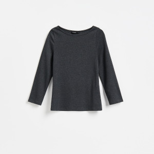 Longsleeve z bawełną - M - ciemnoszary - damska - Reserved - 038KF-90M