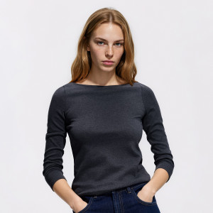 Longsleeve z bawełną - XL - ciemnoszary - damska - Reserved - 038KF-90M