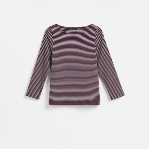 Longsleeve z bawełną - S - wielobarwny - damska - Reserved - 038KF-MLC