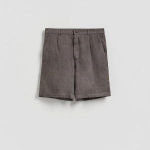 Lniane szorty regular fit - XL - brązowy - męska - Reserved - 039IS-98M