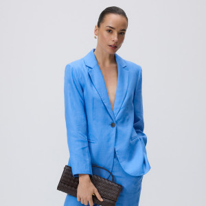 Lniana marynarka - L - niebieski - damska - Reserved - 039JL-54X