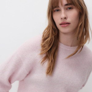 Sweter z wełną - XL - pastelowy róż - damska - Reserved - 044GS-03X