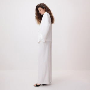 Spodnie z domieszką wełny - L - biały - damska - Reserved - 046KK-00X