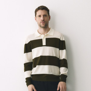 Sweter polo z wełny merino - XL - zielony - męska - Reserved - 047IS-87P