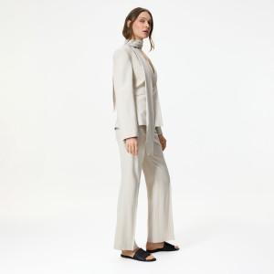 Spodnie z wiskozą - L - beżowy - damska - Reserved - 049KK-08X