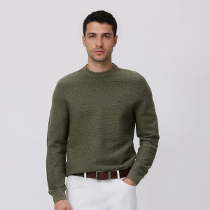 Sweter z domieszką lyocellu - S - ciemnozielony - męska - Reserved - 052FR-79M