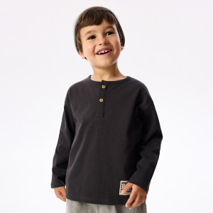Bawełniany longsleeve - 104 (3-4 lata) - ciemnoszary - chłopcy - Reserved - 060IT-90X