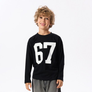 Longsleeve z nadrukiem 67 - 146 (10 lat) - czarny - chłopcy - Reserved - 065MC-99X