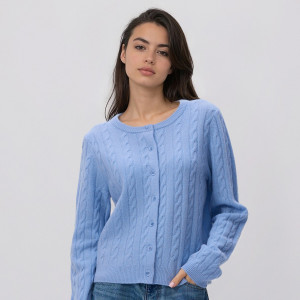 Wełniany kardigan - XL - jasnoniebieski - damska - Reserved - 066GS-50X