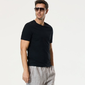 T-shirt regular fit z lnem - XL - czarny - męska - Reserved - 066IS-99X