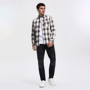 Jeansy carrot slim z przetarciami - 29 - czarny - męska - Reserved - 067KI-99J