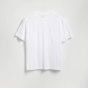 T-shirt regular z bawełną merceryzowaną - L - biały - męska - Reserved - 069IS-00X