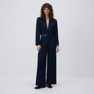 Spodnie z wiskozą - L - granatowy - damska - Reserved - 069JL-59X