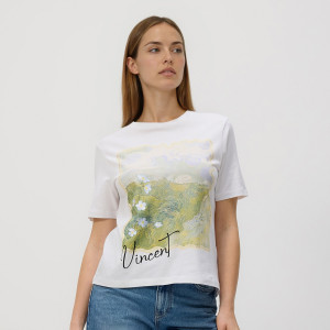 T-shirt z nadrukiem - S - biały - damska - Reserved - 070HT-00C