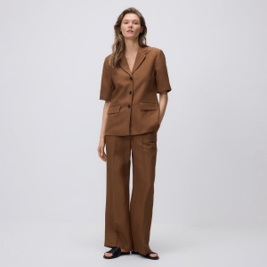 Spodnie z lnem - XXL - brązowy - damska - Reserved - 079JL-84X