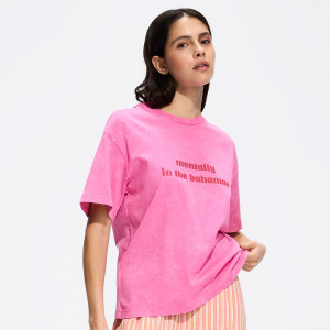 Bawełniany t-shirt - S - różowy - damska - Reserved - 082HS-30X