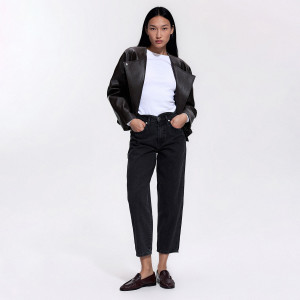Jeansy barrel leg - 34 - szary - damska - Reserved - 082LS-90J