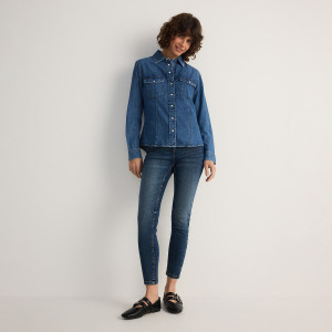 Jeansy slim fit ze średnim stanem - 38 - niebieski - damska - Reserved - 089AO-55J