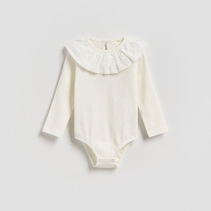 Body z kołnierzykiem - 80 (9-12 m.) - złamana biel - dziewczynki - Reserved - 090HU-01X