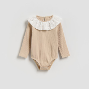 Body z kołnierzykiem - 86 (12-18 m.) - beżowy - dziewczynki - Reserved - 090HU-08X