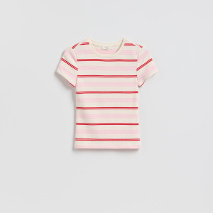 T-shirt w paski - M - wielobarwny - damska - Reserved - 093HT-MLC
