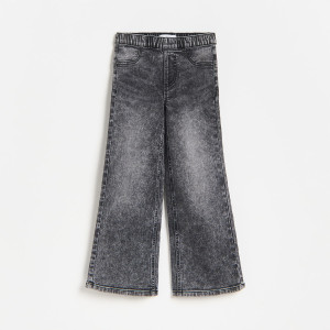 Elastyczne jeansy wide leg - 134 (8 lat) - szary - dziewczynki - Reserved - 094JU-90J