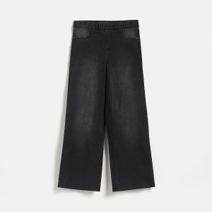 Elastyczne jeansy wide leg - 128 (7-8 lat) - czarny - dziewczynki - Reserved - 094JU-99J