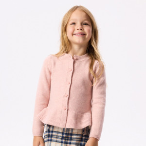 Sweter z falbaną - 116 (5-6 lat) - pastelowy róż - dziewczynki - Reserved - 094KH-03M
