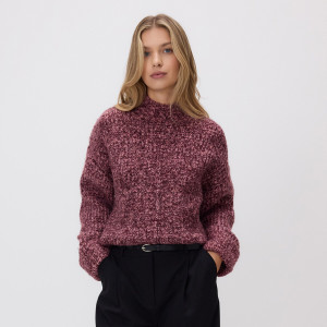 Wzorzysty sweter oversize - XL - bordowy - damska - Reserved - 095HH-83M