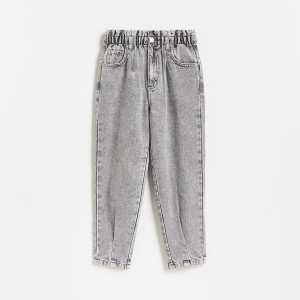 Jeansy paperbag - 128 (7-8 lat) - jasnoszary - dziewczynki - Reserved - 099JU-09J
