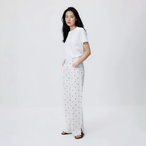 Jeansy wide leg w groszki - 40 - biały - damska - Reserved - 100IX-00J