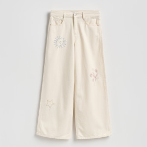 Jeansy wide leg - 36 - złamana biel - damska - Reserved - 102IX-01J