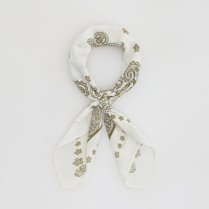 Wzorzysta apaszka z wiskozą - ONE SIZE - oliwkowy - damska - Reserved - 106ID-91X