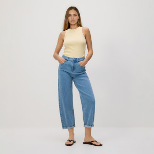 Jeansy barrel leg - 32 - niebieski - damska - Reserved - 107IX-50J