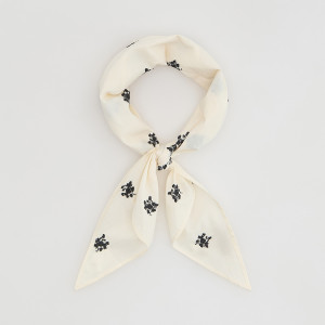 Bawełniana apaszka z haftem - ONE SIZE - biały - damska - Reserved - 109ID-00X