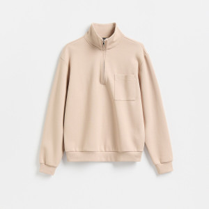 Bluza ze stójką - S - beżowy - męska - Reserved - 110EE-80X