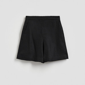 Lniane szorty - XS - czarny - damska - Reserved - 110JL-99X