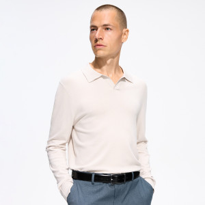 Sweter polo z wiskozą - S - beżowy - męska - Reserved - 111FR-08X