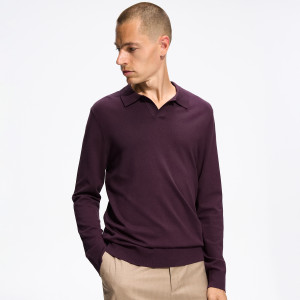 Sweter polo z wiskozą - L - ciemnofioletowy - męska - Reserved - 111FR-49X
