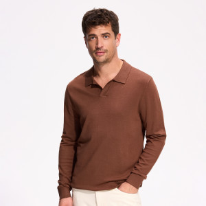 Sweter polo z wiskozą - M - brązowy - męska - Reserved - 111FR-82X
