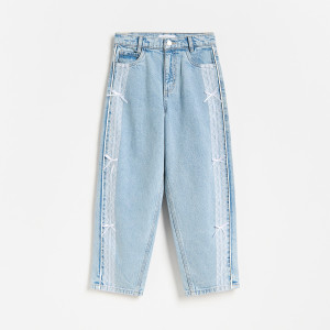 Jeansy baggy fit - 128 (7-8 lat) - niebieski - dziewczynki - Reserved - 111JU-50J